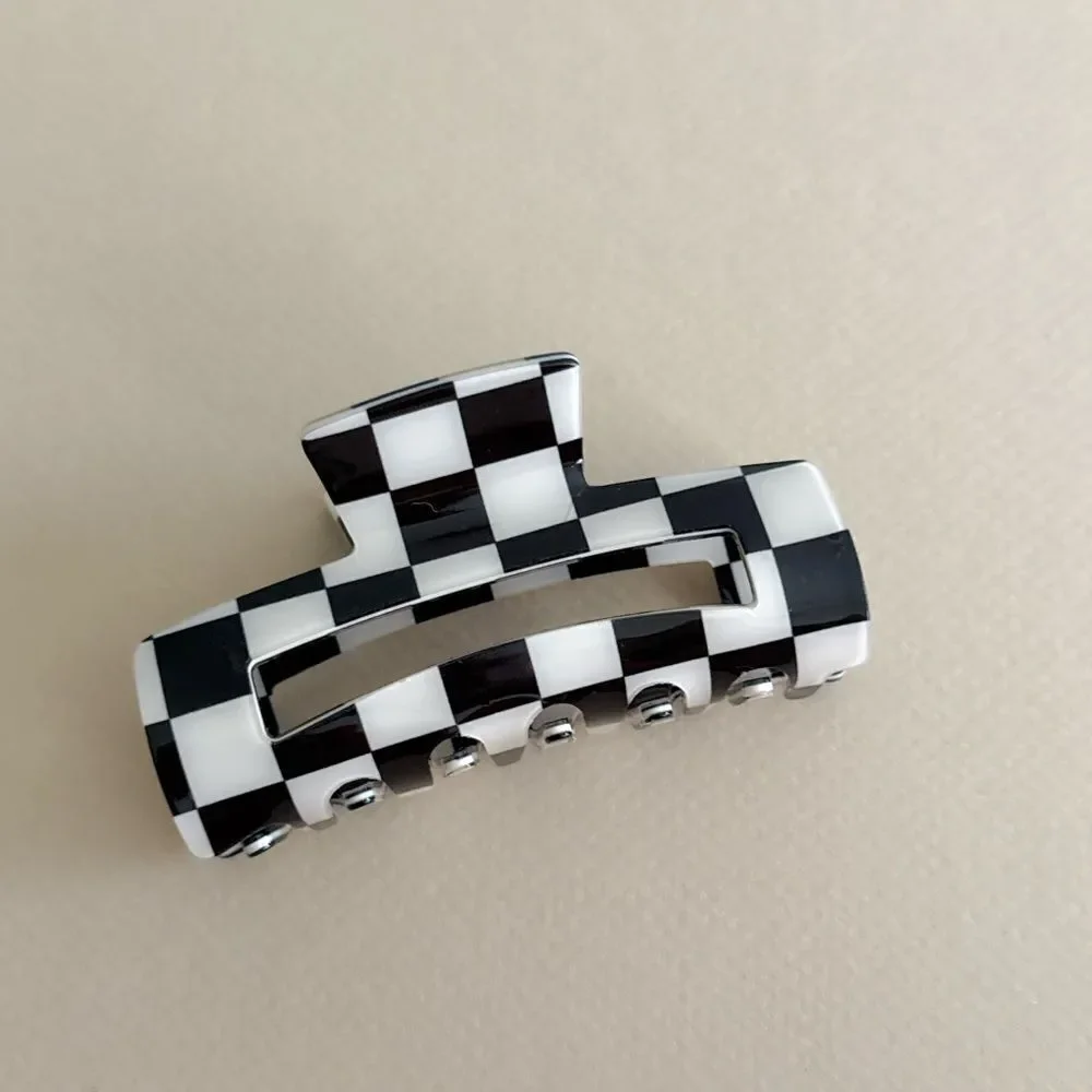 Checkered Black and White Hair Clip K16